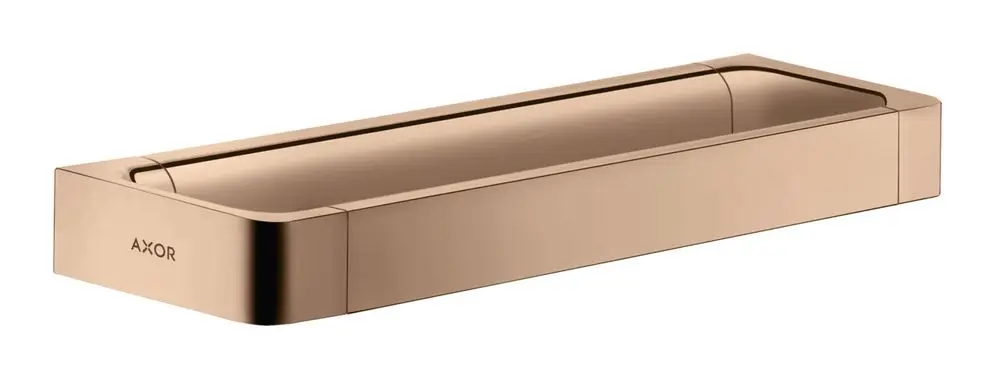 Reling Haltestange in Polished Red Gold von AXOR, rechteckige Form mit abgerundeten Kanten, designed für Wandmontage, verleiht modernem Raum eine elegante Note.